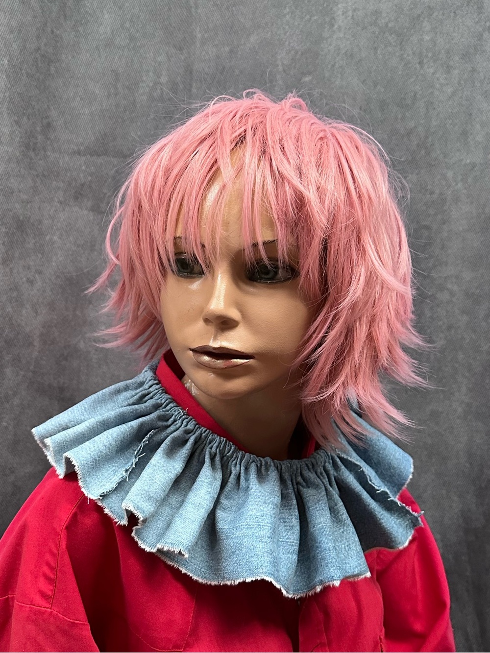Denim ruffle clown collar one size